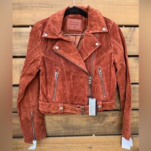 NWT Blanknyc Real Leather Suede Moto Jacket, Amber/ Sun Valley color, Small